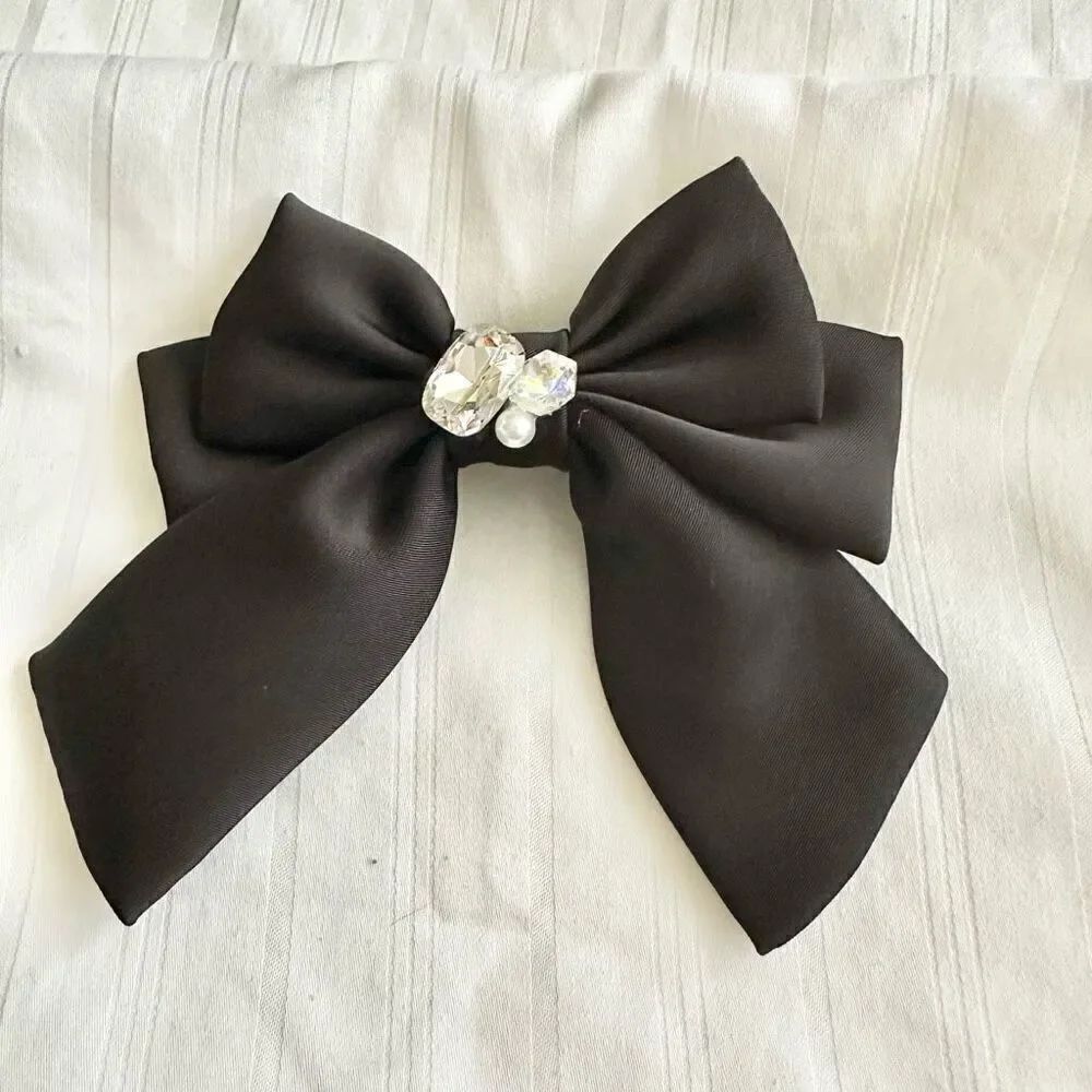 Black jeweled stunning hair bow
